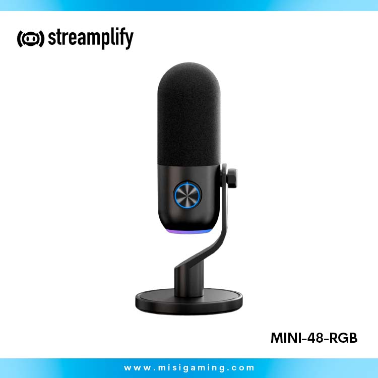 Micrófono Streamplify MIC MINI-48-RGB Cableado con Stand BLACK