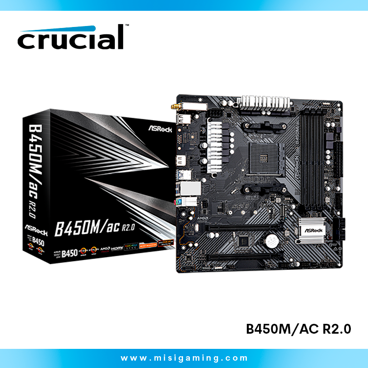 Motherboard Asrock B450M/AC R2.0 - Wifi/BT - AM4 - Ddr4