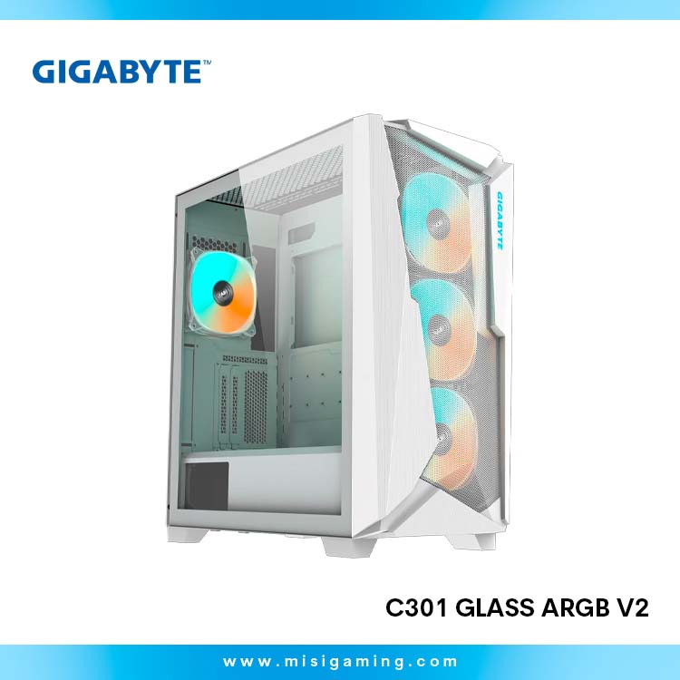 Case Gamer Gigabyte C301 GLASS ARGB V2 | WHITE | 4 FANS