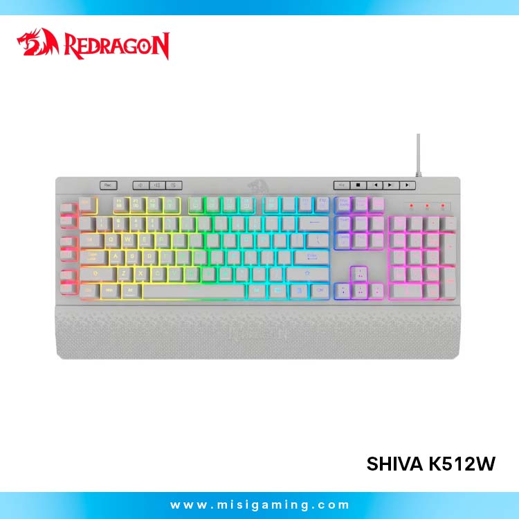 TECLADO REDRAGON SHIVA SEMI-MECANICO K512W-RGB-SP WHITE / REPOSAMUÑECA