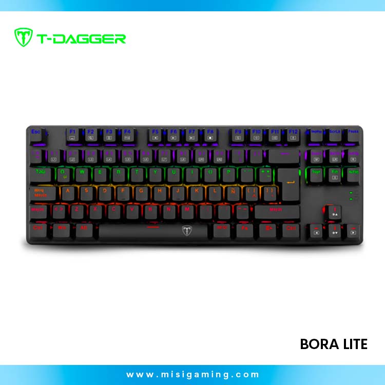 Teclado T-Dagger BORA LITE Rainbow, Spanish T-TGK313BG-LIT BLACK/GREY RED SWITCH