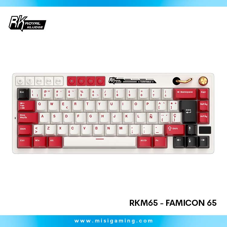 Teclado Mecanico Royale Kludge (RK M65) Famicom - 65% - Tri Modes (BT-2.4Gh-USB) -Switch Cream