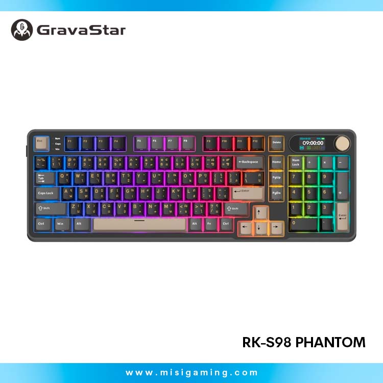 Teclado Mecanico Royal Kludge (RK-S98) Phantom - Tri Modes (BT-2.4Gh-USB) -Switch Chartreuse