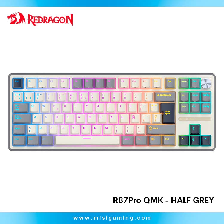 Teclado Mecanico Royal Kludge (R87Pro QMK) Half Grey - Single-Mode - Switch Creamy