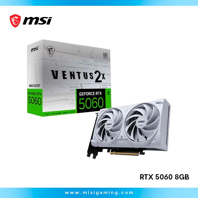 Tarjeta De Video Msi Geforce RTX 5060 8GB GDDR7 128BITS VENTUS 2X - White