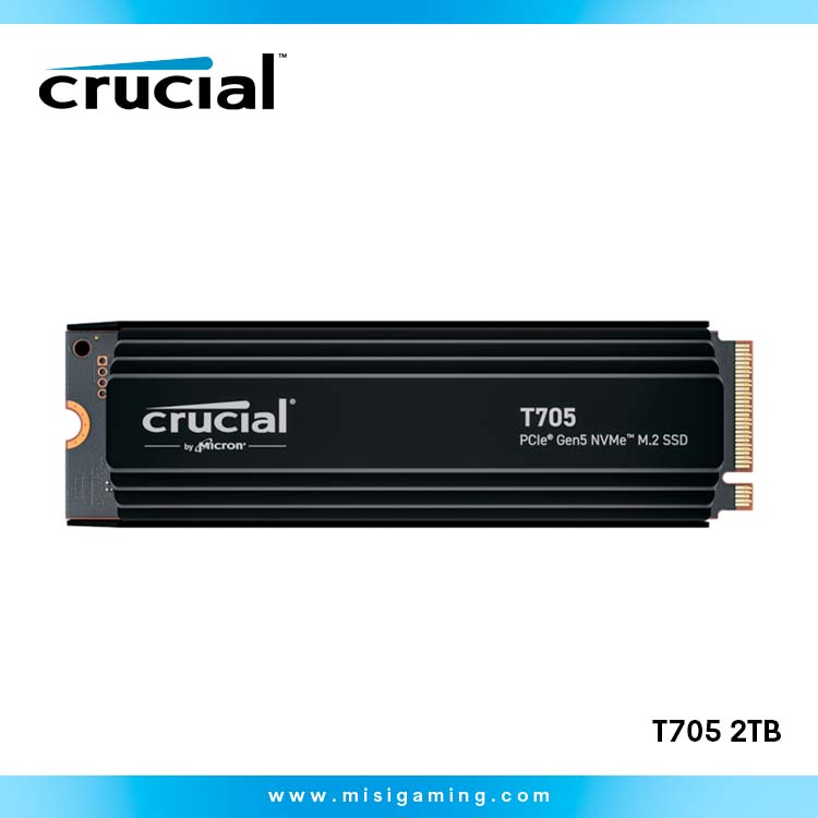 Almacenamiento Crucial T705 2Tb - Gen 5 - 14500Mb/s - Con Disipador