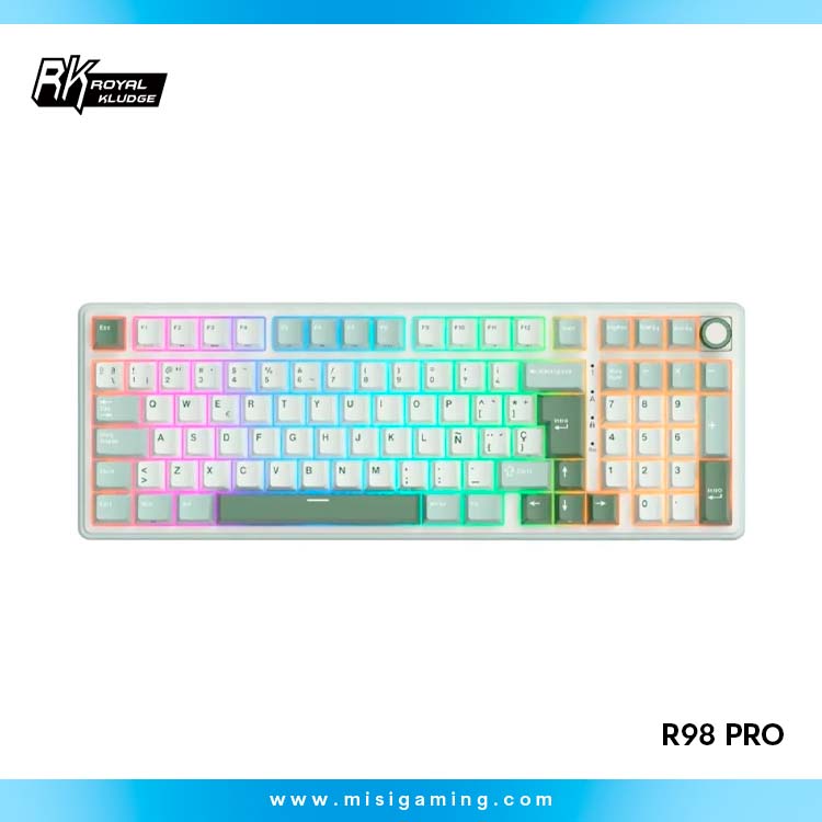 Teclado Mecanico Royale Klugde (R98 Pro) Sky Cyan - Single Mode (USB) -Switch Cream