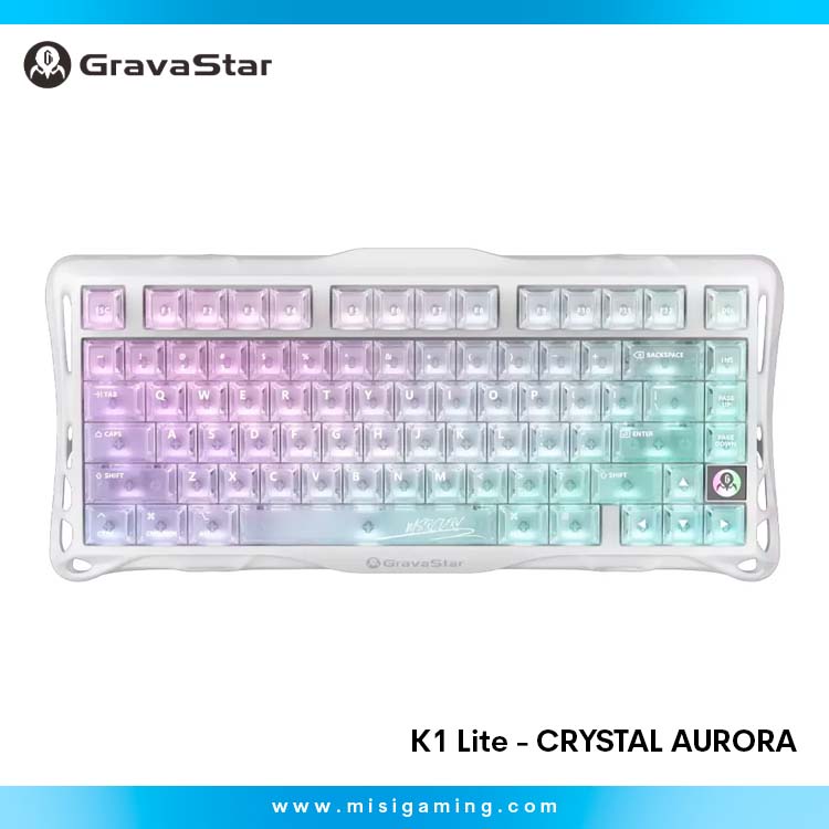 Teclado Mecanico GravaStar Mercury K1 Lite - 75% - Rgb - Inalambrico - Crystal Aurora