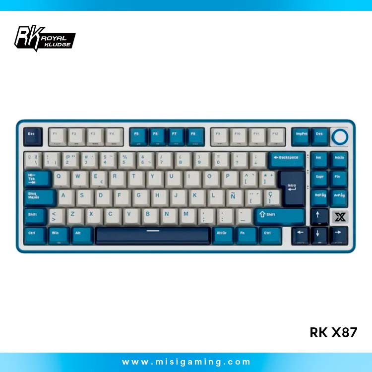 Teclado Royal Kludge RK X87 - Cableado - Switch Creamy - Prussian Blue