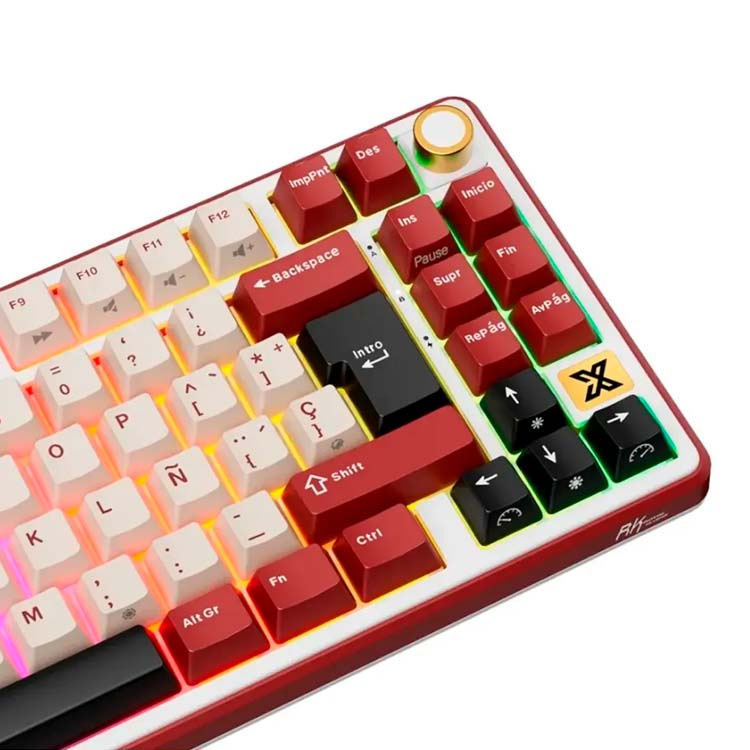 Teclado Royal Kludge RK X87 - Cableado - Switch Creamy - Bordeaux Red